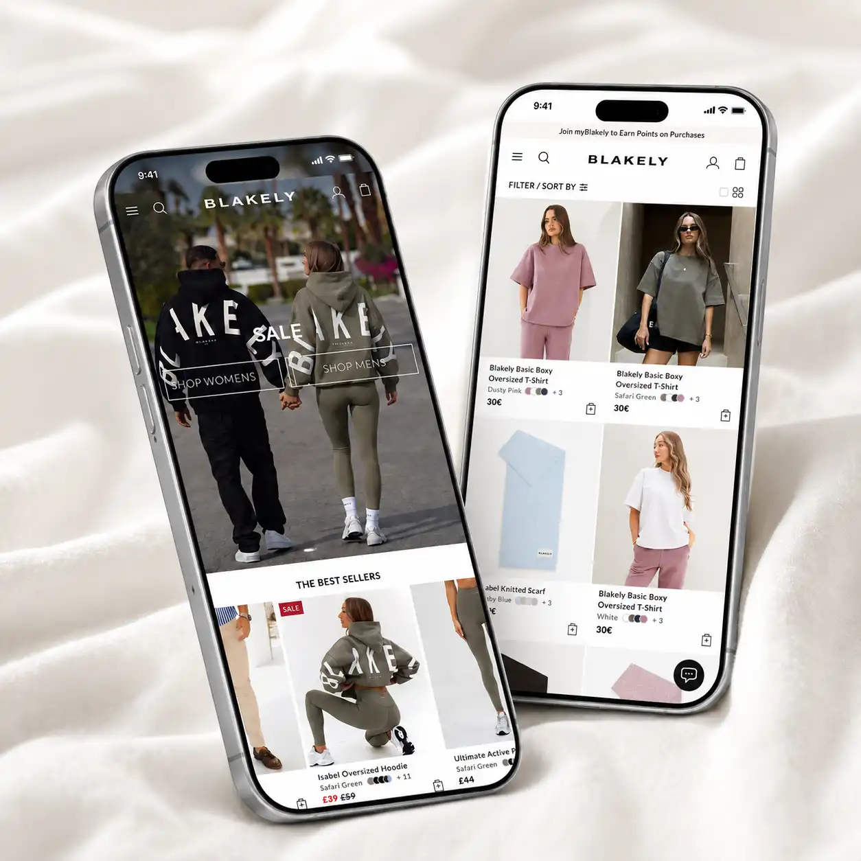 Blakely Shopify storefront on two phones